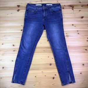 Pilcro and the Letterpress Jeans Womens 31 Skinny Mid Rise Slit Cuff Denim Blue